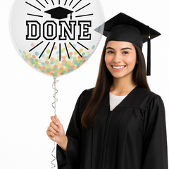 "Done" Graduation Confetti Latex Balloon - Multi-Coloured, 24-Inch