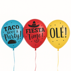 Fiesta "Taco 'Bout A Party" Latex Balloons - 12-Inch, 15-Pack