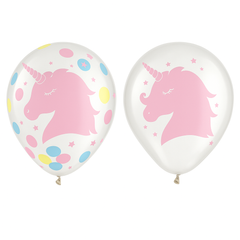 Enchanted Unicorn Confetti Latex Balloons, 12-Inch, 6-Pack