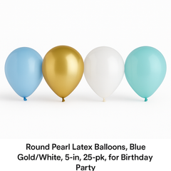 Pastel Blue Assorted Latex Balloons, 5-Inch, 25-Pack