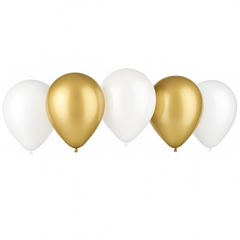 Golden & White Latex Balloons, 11-Inch, 15-Pack