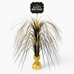 "Better with Age" Metallic Birthday Centerpiece Spray - Gold & Black, 30-Inch