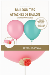 Essential Latex Balloon Ties with Ribbon - Pack of 50
