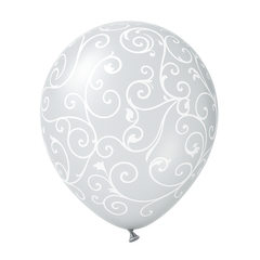 Elegant Filigree Clear Latex Balloons - 12-Inch, Pack of 6