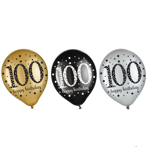 Sparkling Celebration 100th Birthday Latex Balloons