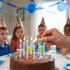 Blue Spiral Birthday Candles with Star Toppers