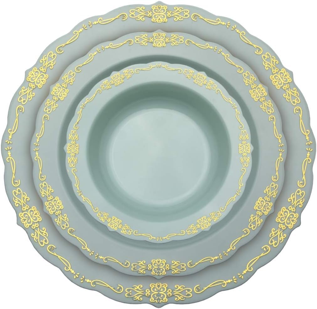 12 Oz. Robin Blue Victorian Design Bowls | 20 Count