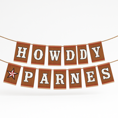 Western "Howdy Partners" Pennant Banner Decoration, 12-ft