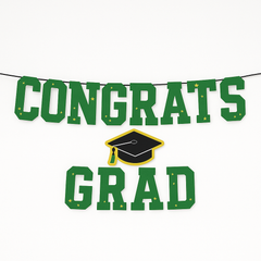 "Congrats Grad" Yellow Letter Banner Decoration for Graduation