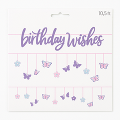 Butterfly Flutter "Birthday Wishes" Double Banner Decoration
