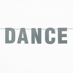 Silver Sequin "Dance" Hanging Banner for Birthday Celebrations