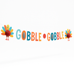 Festive "Gobble Gobble" Turkey Day Banner