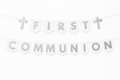 Elegant Silver First Communion Banner Set