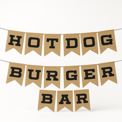 Reversible Burger & Hot Dog Bar Burlap Banner - 9 ft