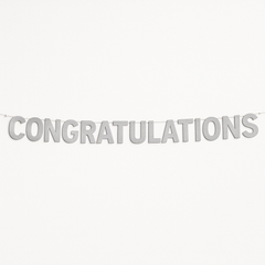 Elegant Silver "Congratulations" Letter Banner Decoration