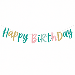 Vibrant "Happy Birthday" Glitter Letter Banner Decoration