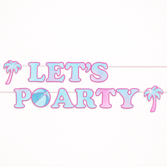 Malibu Barbie Metallic Pastel "Let's Party" Letter Banner