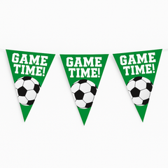 "Game Time!" Soccer Pennant Banner - 12ft Sports Party Decoration