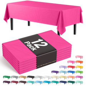 Cerise Plastic Table Covers | 12 Pack - 54 In. x 108 In.