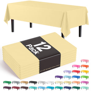 Premium Light Yellow Plastic Table Covers | 12 Pack | 54 in. x 108 in.