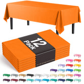 Orange Plastic Table Covers | 12 Pack