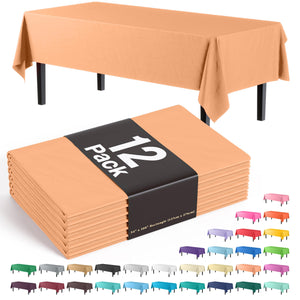 Peach Plastic Table Covers | 12 Pack - 54 In. x 108 In.