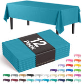 Premium Turquoise Plastic Table Covers | 12 Pack