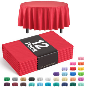 Round Red Plastic Table Covers | 12 Pack | 84 in.