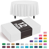 Round White Plastic Table Covers | 12 Pack