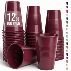 12 Oz. Burgundy Plastic Cups | 100 Count