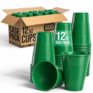 12 Oz. Emerald Green Plastic Cups | Case of 600