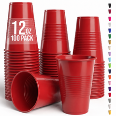 12 Oz. Red Plastic Cups | 100 Count