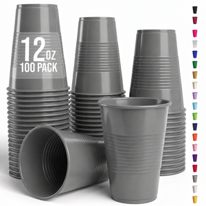 12 Oz. Silver Plastic Cups | 100 Count