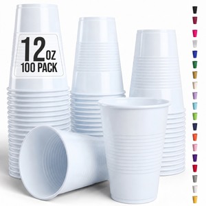 12 Oz. White Plastic Cups | 100 Count