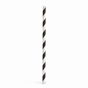 Jet Black Striped Paper Straws - 100 Pack