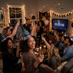 Glitter Dipped "Happy New Year" Starlight Cone Hat