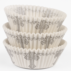 Religious Cupcake Baking Cups with Cross Design, 75-Pack