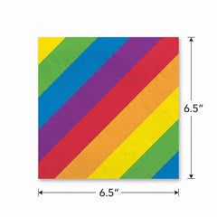Rainbow Striped Lunch Napkins - 6.5 In. x 6.5 In. - 16 Pack