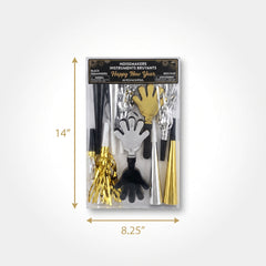 New Year's Eve Noisemaker Party Pack - 40 Pieces in Black, Silver, and Gold
