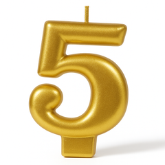 Gold Metallic Number 5 Birthday Candle
