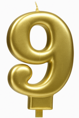 Metallic Gold Number 9 Candle