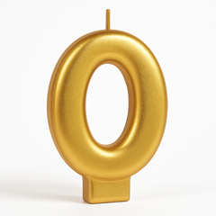 Golden Number 0 Birthday Candle
