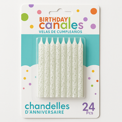 Large White Glitter Spiral Birthday Candle