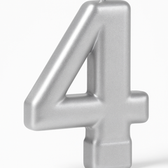 Silver Number 4 Metallic Birthday Candle