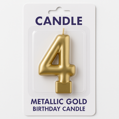 Metallic Gold Number 4 Birthday Candle