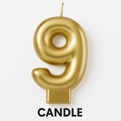Metallic Gold Number 9 Candle