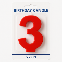 Vibrant Blue Number 3 Birthday Candle, 5.25-inch