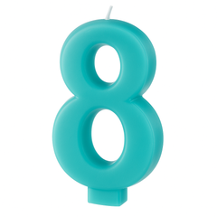 Elegant Dark Blue Number 8 Birthday Candle, 5.25-Inch