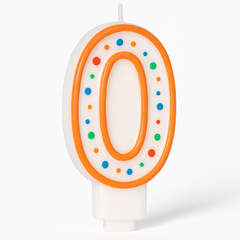 Colorful Polka Dot Number 0 Birthday Candle