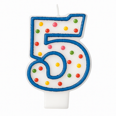 Polka Dot Number 5 Birthday Candle